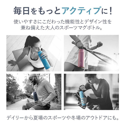 Tiger Thermos Water Bottle 800Ml [Slant Handle] Japan Sahara Stainless Steel Lightweight Direct Drinking Blue Mcz-A080A