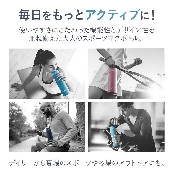Tiger Thermos Water Bottle 800Ml [Slant Handle] Japan Sahara Stainless Steel Lightweight Direct Drinking Blue Mcz-A080A