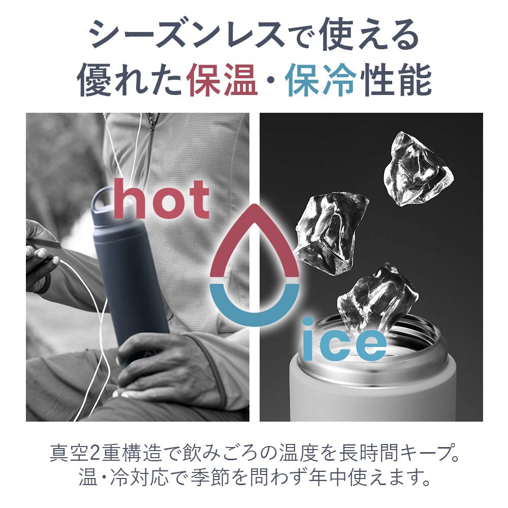 Tiger Thermos Water Bottle 800Ml [Slant Handle] Japan Sahara Stainless Steel Lightweight Direct Drinking Blue Mcz-A080A