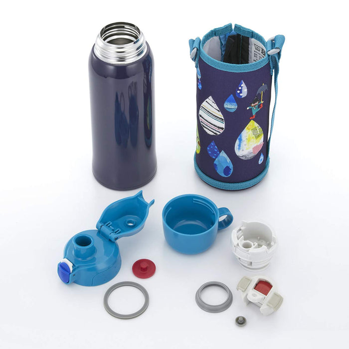 Tiger Thermos 800Ml Stainless Steel Water Bottle With Direct Drinking Cup 2-Way Shizuku Blue - Mbr-H08Gas Made In Japan