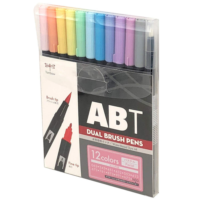 Tombow Dual Brush Pen Set Of 12 Pastel Colors - Japan