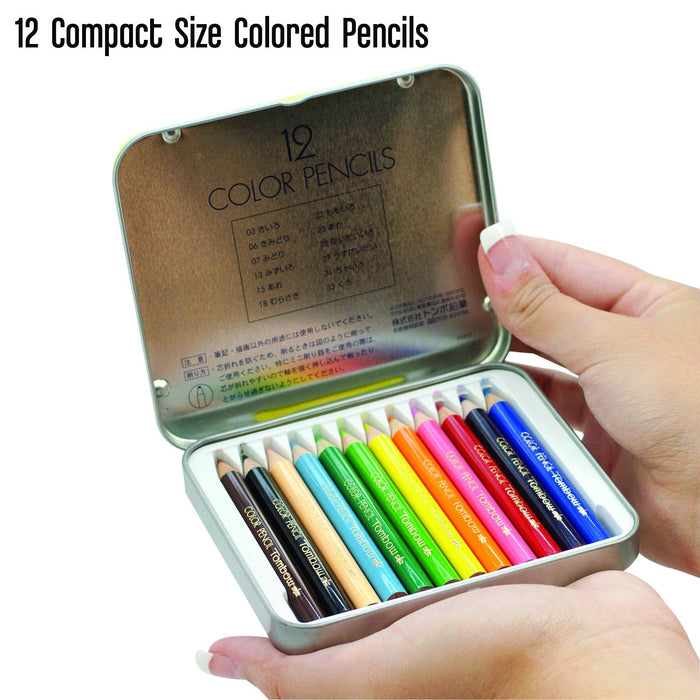 Tombow Japan Mini Colored Pencils 12 Colors W/ Sharpener Bca-151