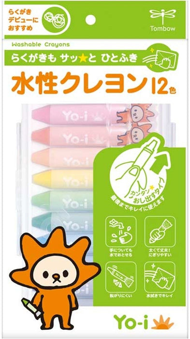Tombow Japan Water-Based Crayon Yo-I 12 Colors Yn-Ry12C