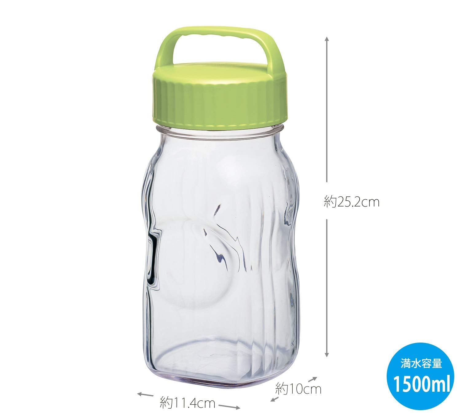 Toyo Sasaki Glass Japan Fruit Syrup Bottle 1500Ml Olive Green Storage Container W/ Bookmark I-77860-Og-Jan-S