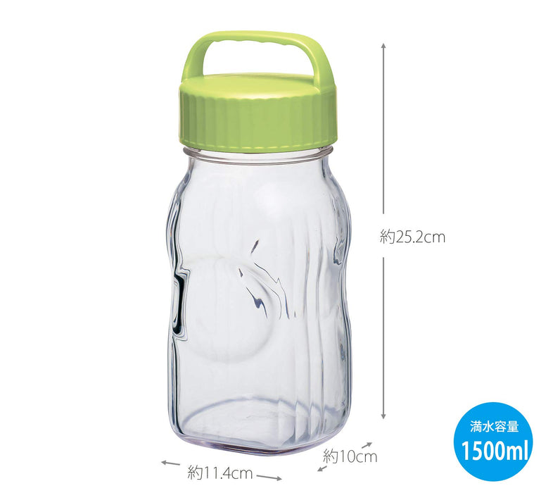 Toyo Sasaki Glass Japan Fruit Syrup Bottle 1500Ml Olive Green Storage Container W/ Bookmark I-77860-Og-Jan-S
