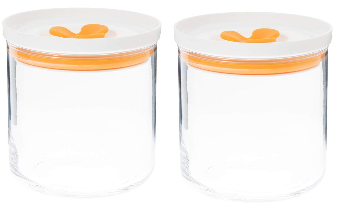 Toyo Sasaki Glass Kitchen Deli Keeper Storage Container Japan Orange 2 Pieces
