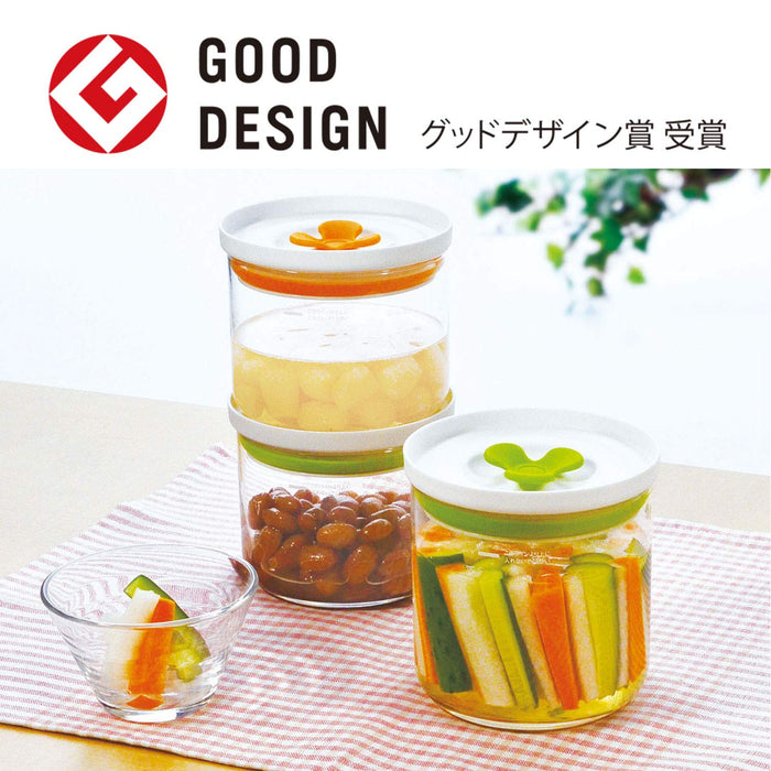 Toyo Sasaki Glass Kitchen Deli Keeper Storage Container Japan Orange 2 Pieces