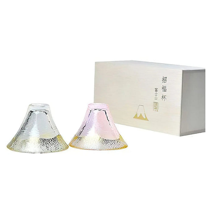 Toyo Sasaki Glass Mount Fuji Glass With Gold Sake Cup Pink - Single