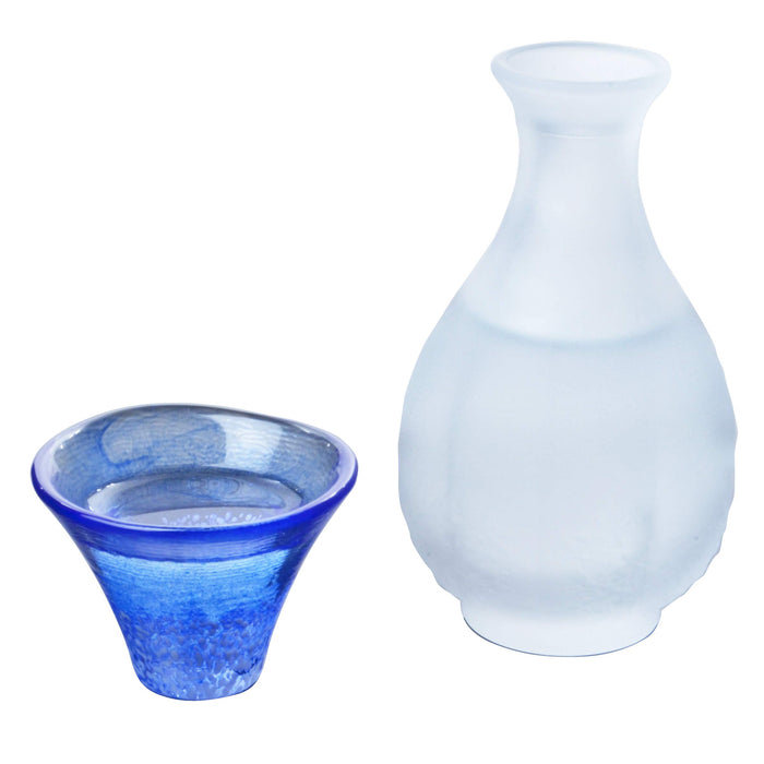东洋佐佐木玻璃清酒套装白色和蓝色杯子日本 G637-M75 2 件 35 毫升和 175 毫升