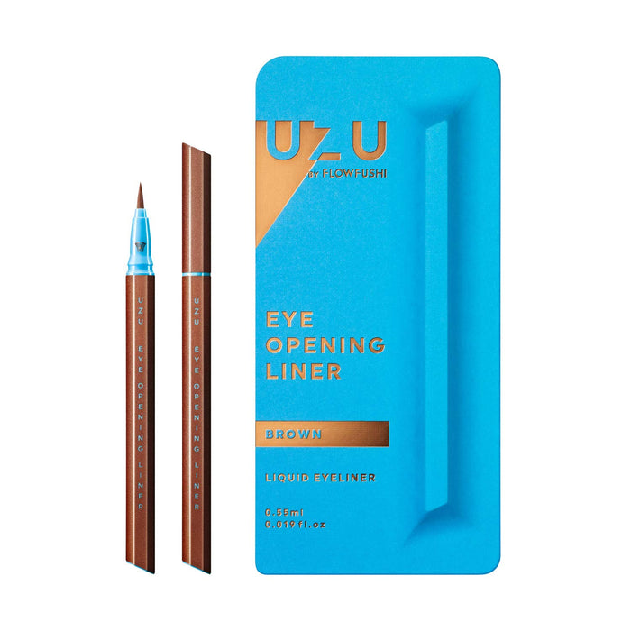 Uzu By Flowfushi Eye Opening Liner [Brown] Liquid Eyeliner Hot Water Off Alcohol Free Dye Free Hypoallergenic
