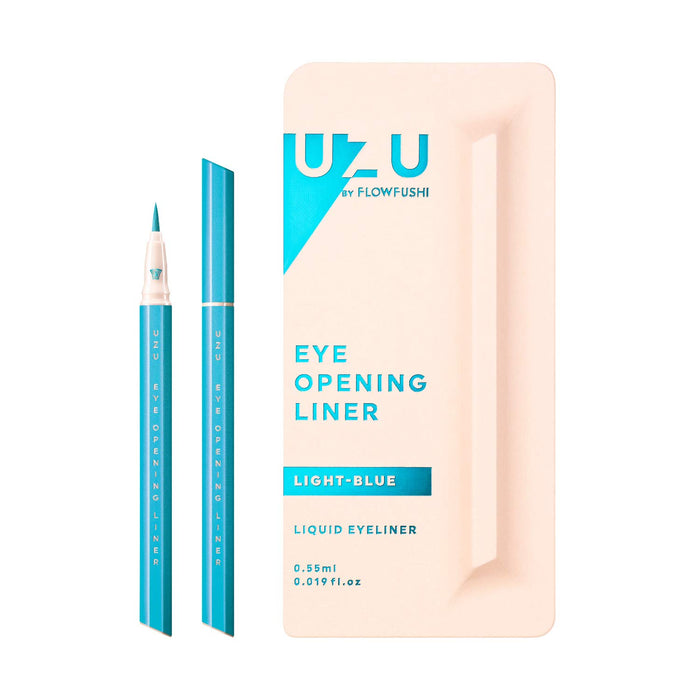 Uzu By Flowfushi Eye Opening Liner [Light Blue] Liquid Eyeliner Hot Water Off Alcohol Free Hypoallergenic