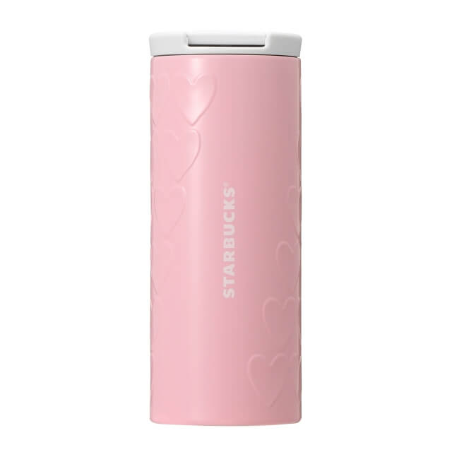 Starbucks Valentine 2022 Stainless Steel Cylinder Tumbler with Embossed Heart 355ml - Tumblers