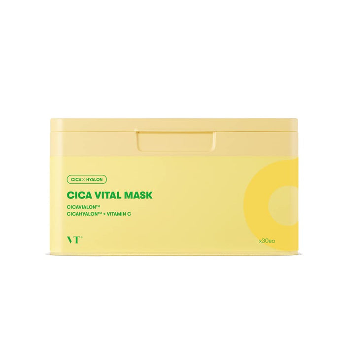 Vt Cosmetics Cica Vital Mask 30 Sheets - Moisturizing For Sensitive & Dry Skin - Japan Yuzu Vitamin Mask Pack Sheet Mask
