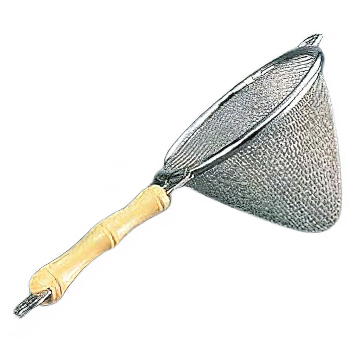Wada Stainless Steel Triangle Tea Strainer Bamboo Handle Large