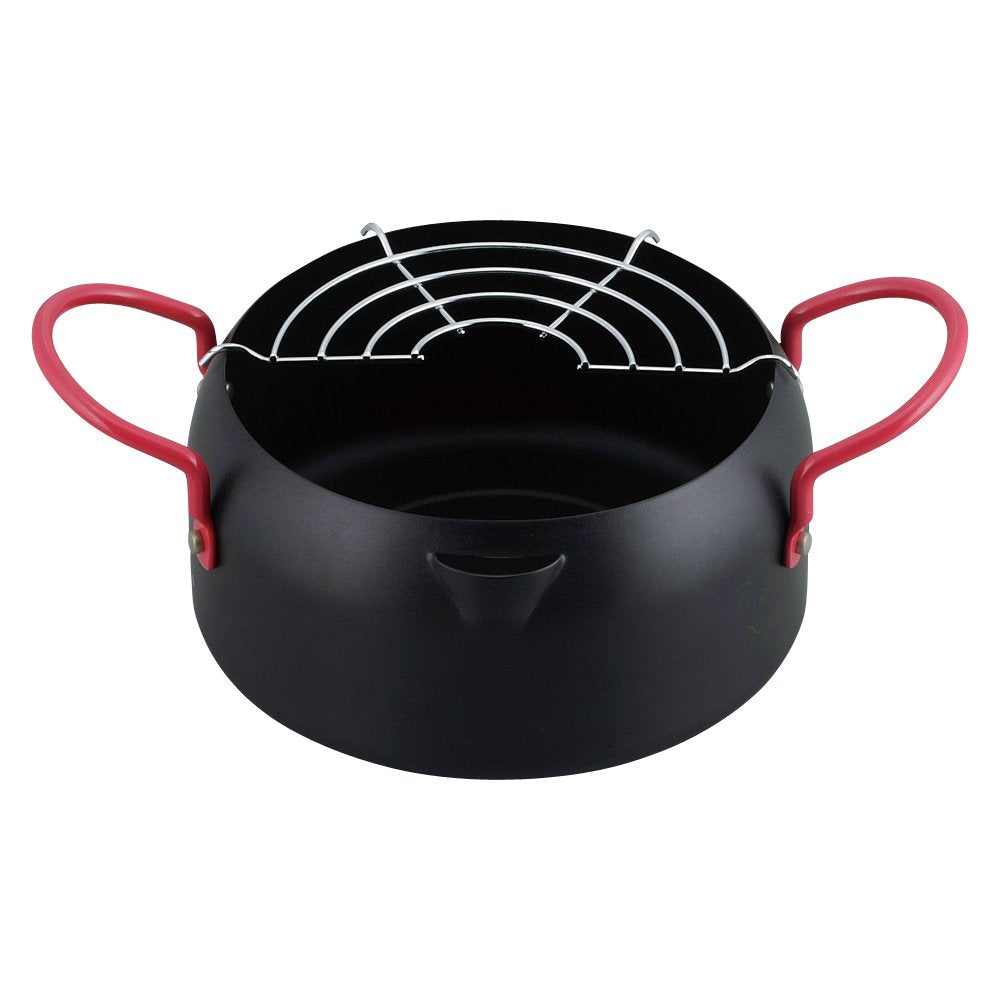 Wahei Freiz Mini Baked Paint Tempura Pot Deep Fry Ih Compatible Iron Net Kachikore Kr-8265 Black Japan