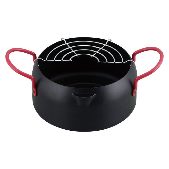 Wahei Freiz Mini Baked Paint Tempura Pot Deep Fry Ih Compatible Iron Net Kachikore Kr-8265 Black Japan