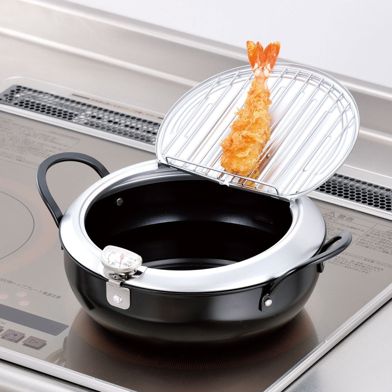 Wahei Freiz Tempura Pot 24Cm Iron With Lid Ih Compatible Made In Japan Tm-9090