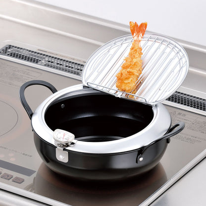Wahei Freiz Tempura Pot 24Cm Iron With Lid Ih Compatible Made In Japan Tm-9090