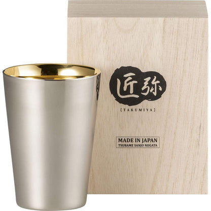 Wahei Freiz Japan Tsubamesanjo Craftsmanship Stainless Steel Tumbler 270Ml Gold Plated Double Wall Insulated - Ty-070
