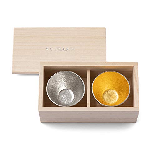 Teshigoto Club Set Of 2 Sake Cups Wrapped In Nousaku Japanese Paper Ti