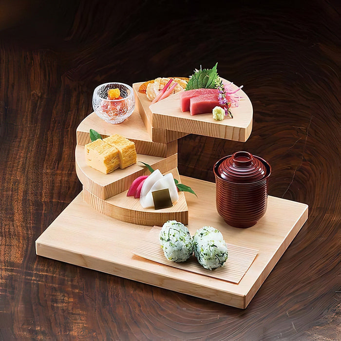 Yamacoh 木製 5 層 3 維壽司餐具