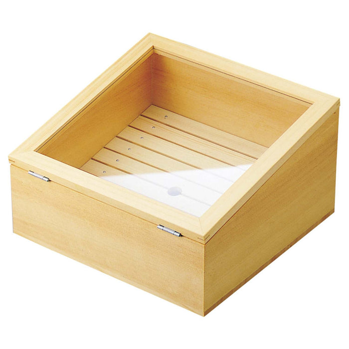 Yamacoh 木制斜口寿司卷盒，带亚克力盖