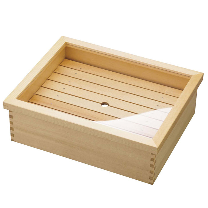 Yamacoh Wooden Sushi Neta Case With Stainlesss Steel Tray Small