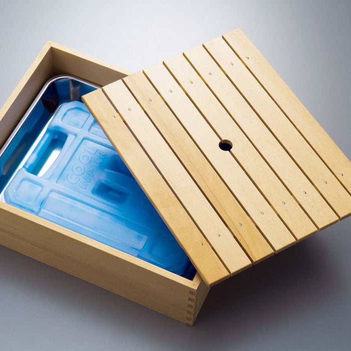 Yamacoh 木製壽司內塔盒附不鏽鋼托盤小號