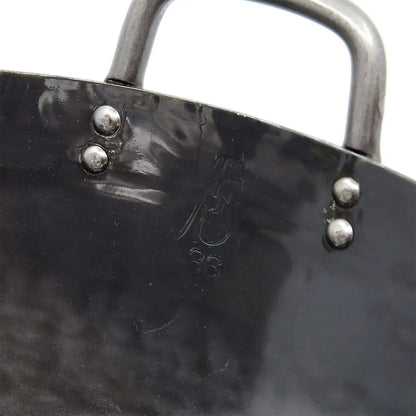 Yamada Japan Hammered Iron Double-Handle Deep Wok (1.2Mm Thickness) 36Cm