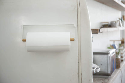 Yamazaki 3530 One-Hand Cut Magnet Kitchen Paper Holder White Japan W30.5Xd2.5Xh9.5Cm Tosca