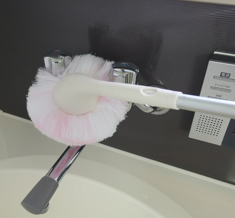 Yamazaki Sangyo Japan 175017 Telescopic Bath Cleaning Brush Long Unit Antibacterial Pink Bonkun
