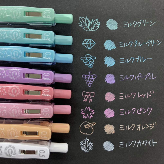 Zebra Sarasa Clip 0.5 Milk 8 Color Gel Ballpoint Pen Jj15-8C-Mk Made In Japan