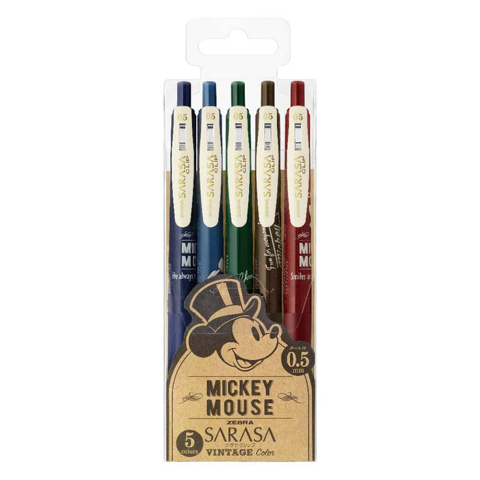 Zebra Sarasa Clip Gel Ballpoint Pen Vintage Mickey 0.5 5 Colors Japan Jj29-Ds2-5C