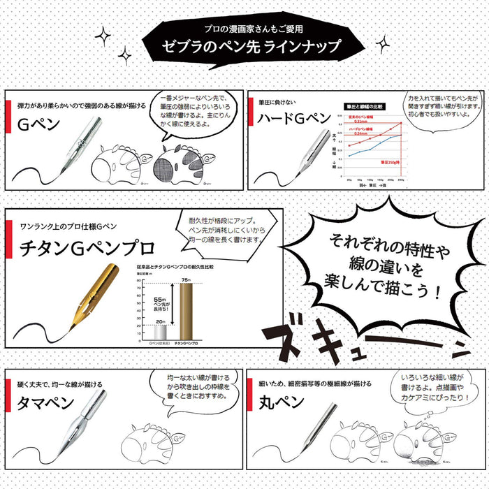 Zebra Manga Nibs Titanium G Pen Pro 10 Japan - Pg-7B-Ck