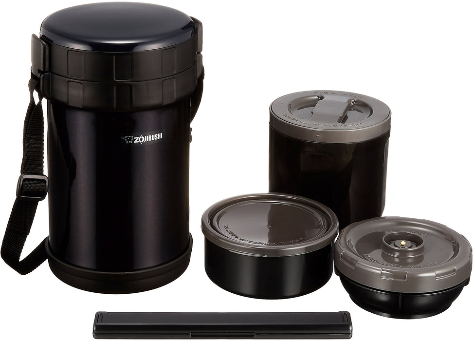 Zojirushi Mahobin (Zojirushi) Heat-Retaining Stainless Steel Lunch Box Lunch Jar About 4 Bowls About 1.6 Go Microwave Compatible Black Sl-Xe20-Ad