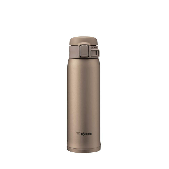 Zojirushi Japan Stainless Steel Water Bottle 480Ml Beige Gold Sm-Se48-Nz Cold Insulation One Touch Open