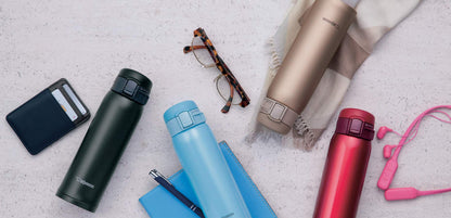 Zojirushi Japan Stainless Steel Water Bottle 480Ml Beige Gold Sm-Se48-Nz Cold Insulation One Touch Open