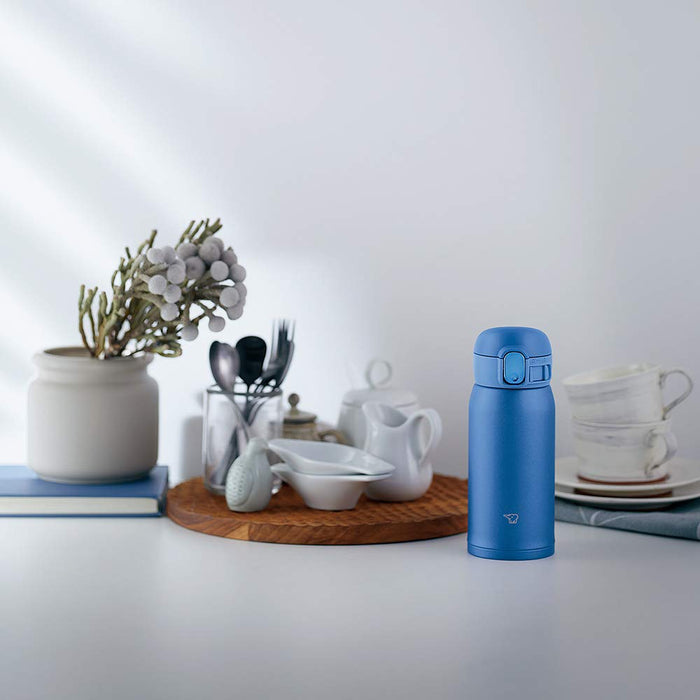 象印 (Zojirushi) 水瓶一触式不锈钢马克杯无缝 0.36L 蓝色 Sm-Wa36-Aa